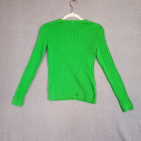 Lilly Pulitzer Women's Small Green Long Sleeve V Neck Cable Knit Sweater S - Picture 2 of 8